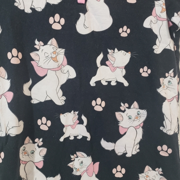 DISNEY Womens Size Extra Small Black Pink Aristocats Short Sleeve Sleep Shirt - Picture 6 of 9